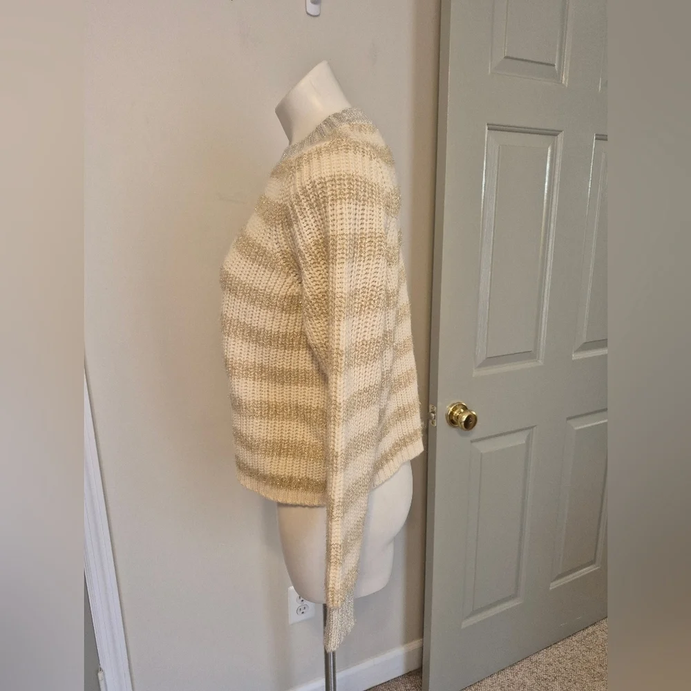 Boden Tinsel Stripe Metallic Wool/Alpaca-Blend Contemporary Crewneck Sweater(2)